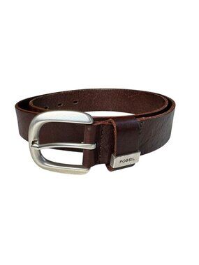 Vintage Fossil Leather Belt Genuine Leather Belt Rustic Brown Mens Large